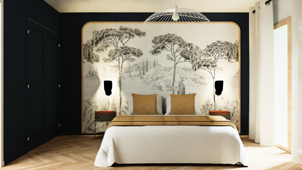 Rendu 3D chambre parentale - projet Thonon les bains - décoratrice d'intérieur